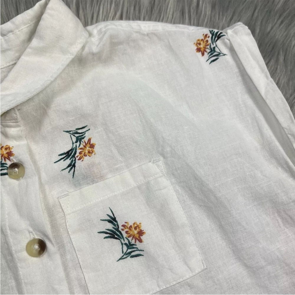 O’Neill Girls Floral Button Up Linen Blend Shirt XXS - Picture 6 of 7